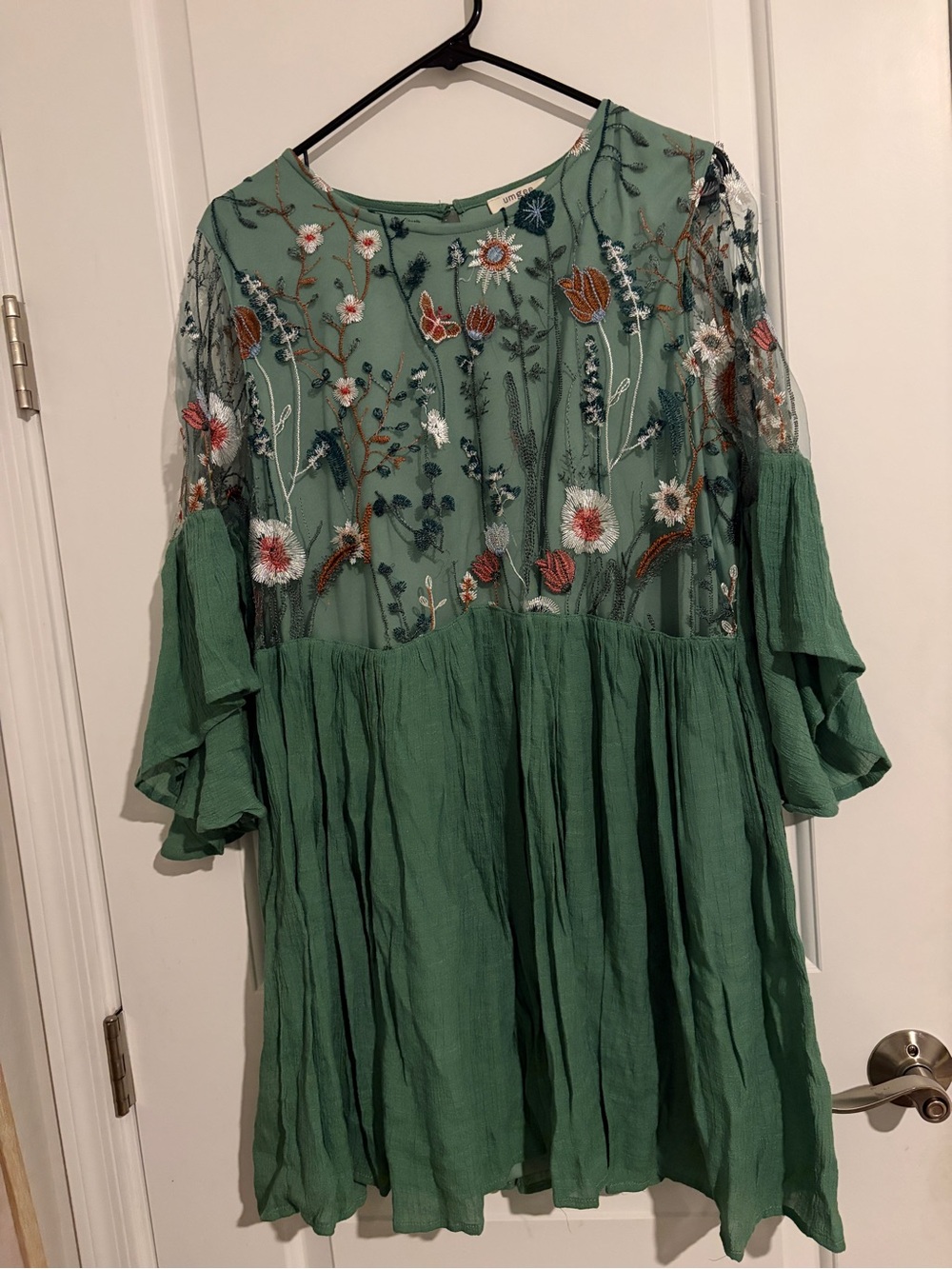 Umgee Large Embroidered Green Boho Tunic Dress